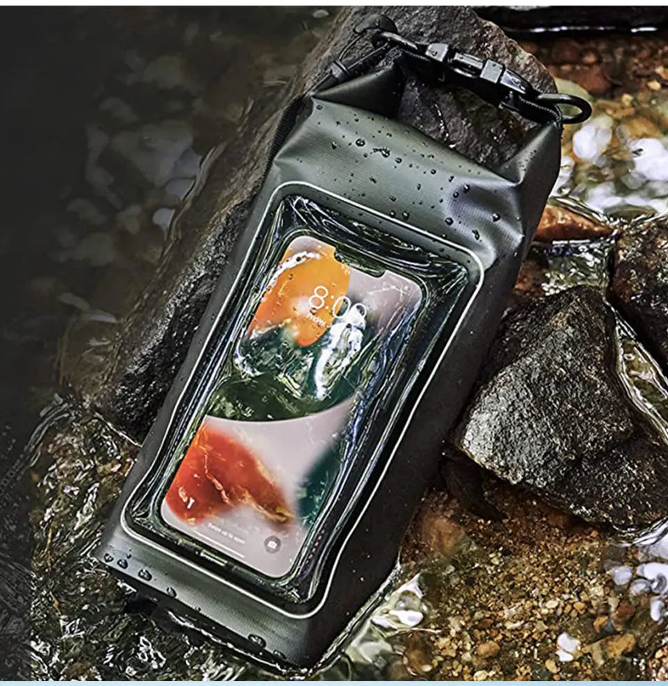 PVC Waterproof Dry Bag 2L - Touch Screen Phone Pouch for Swimming Rafting Surfing Boating - Shoulder Bag