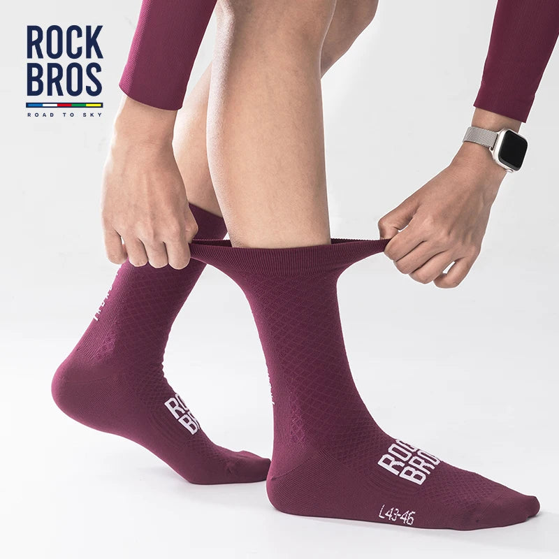 ROCKBROS High-Performance Cycling Socks - Breathable Shock-Absorbing Sport Socks with High Elastic Fabric for Outdoor Biking (1 Pair)