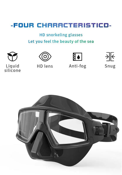 Professional Scuba Diving Mask Set HD Anti-Fog Lens UV Protection Adjustable Snorkeling Swimming Goggles for Adult Divers