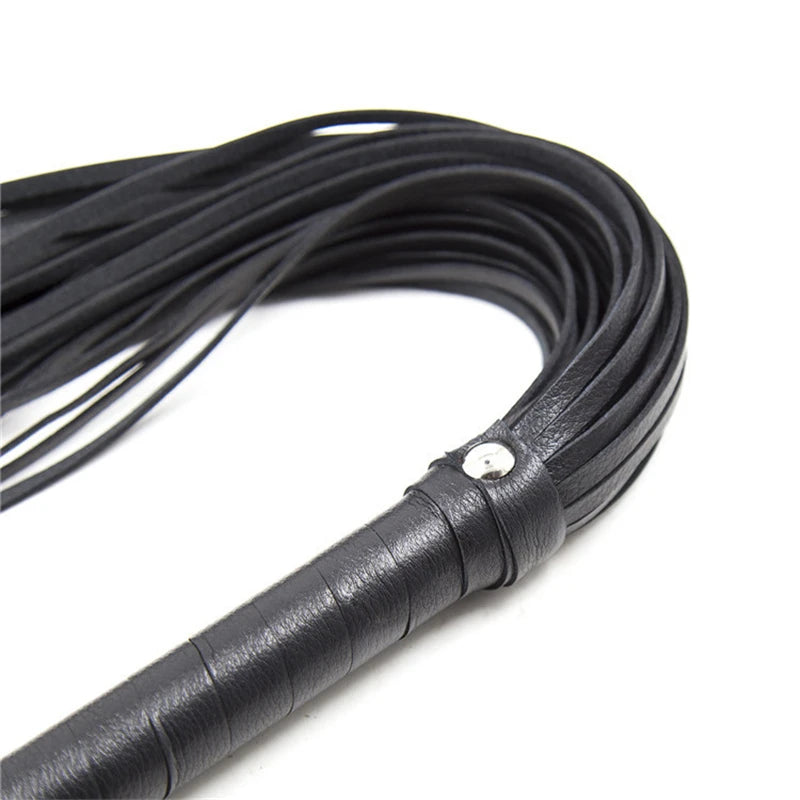 Black PU Leather Horse Riding Crop Whip - Equestrian Racing Equipment