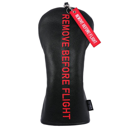 "Remove Before Flight" Golf Club Headcover - Premium Synthetic Leather Protection for Driver, Putter & Woods