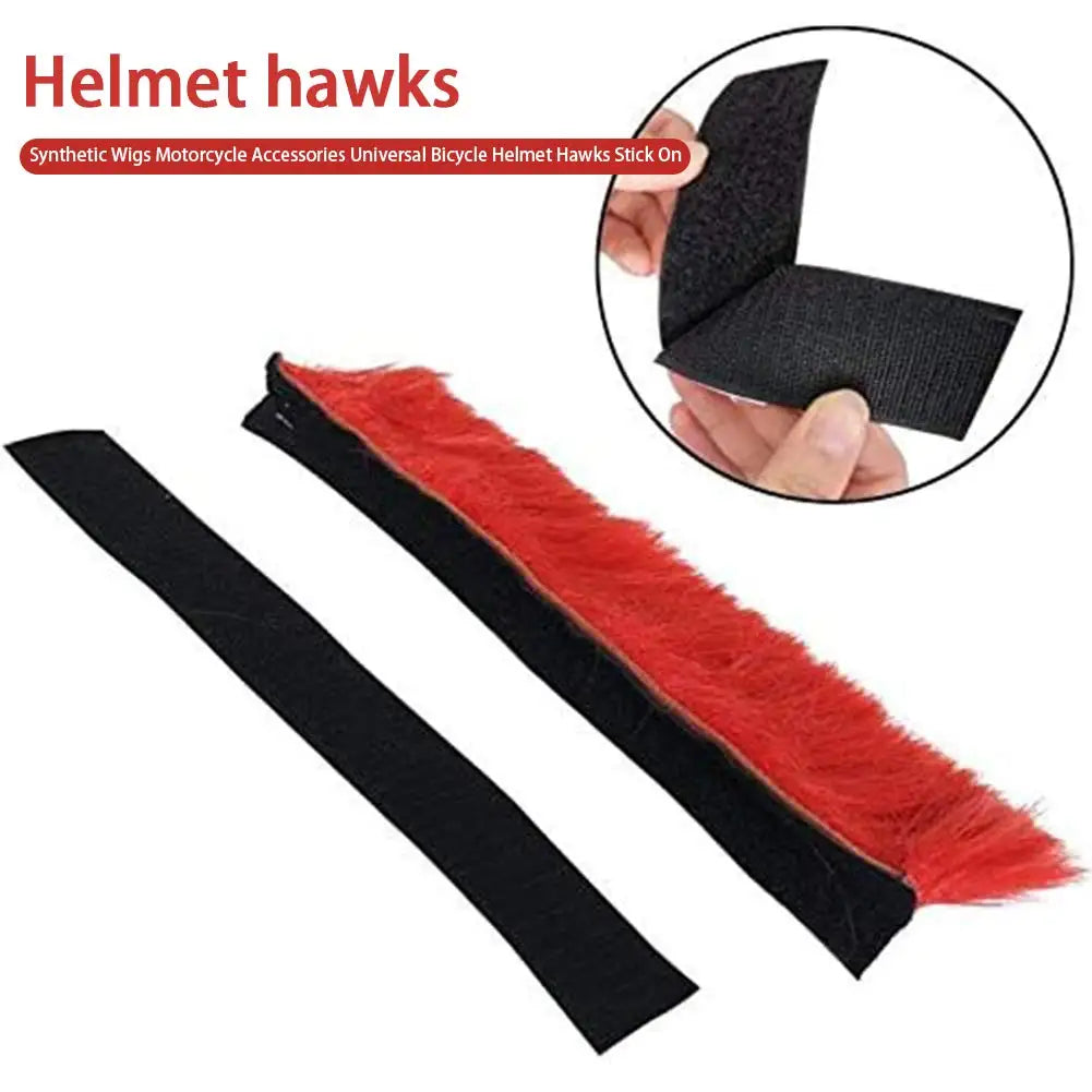 Universal Synthetic Mohawk Hair Sticker - Reusable Motorcycle & Bicycle Helmet Accessory for Outdoor Racing