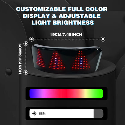 Smart RGB LED Motorcycle Helmet Display - APP Programmable Night Riding Warning Light with DIY Taillight Screen