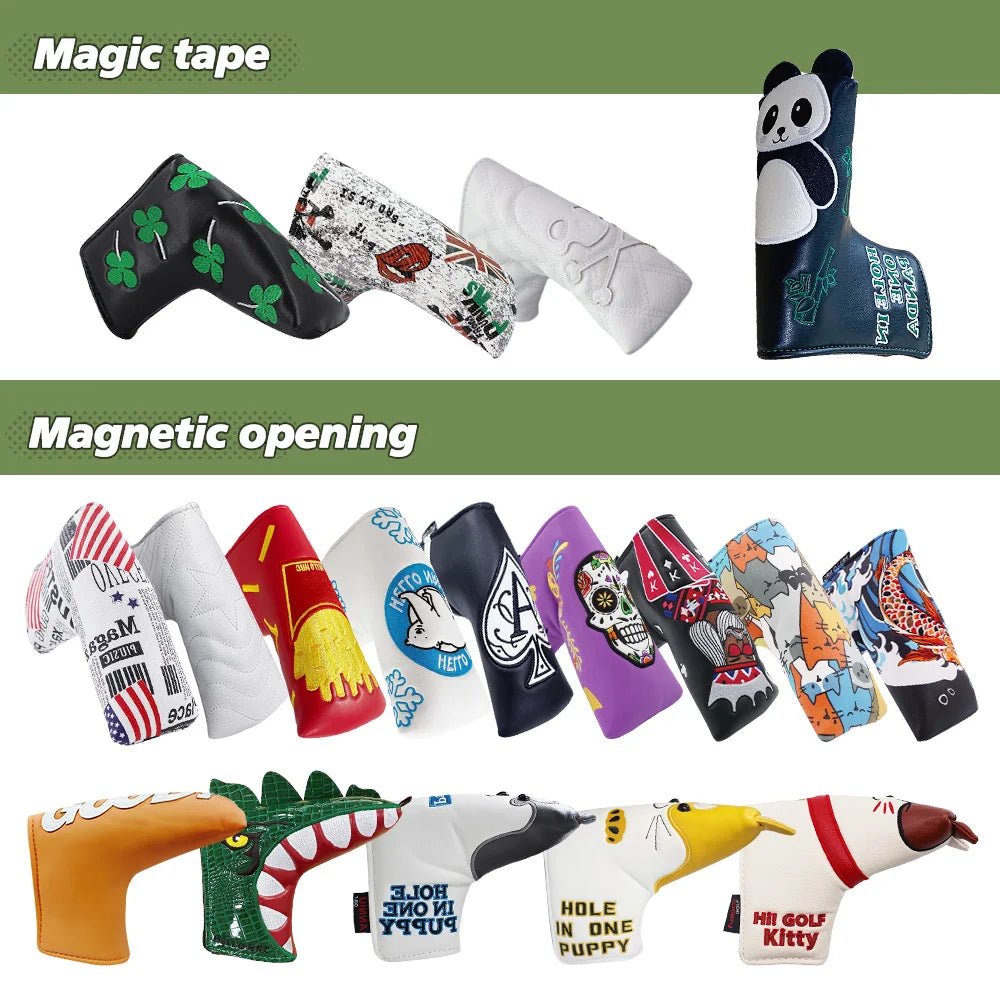 Golf Blade Putter Cover - Multiple Style Headcover with Magnetic & Hook-and-Loop Closure, Club Protective Headgear
