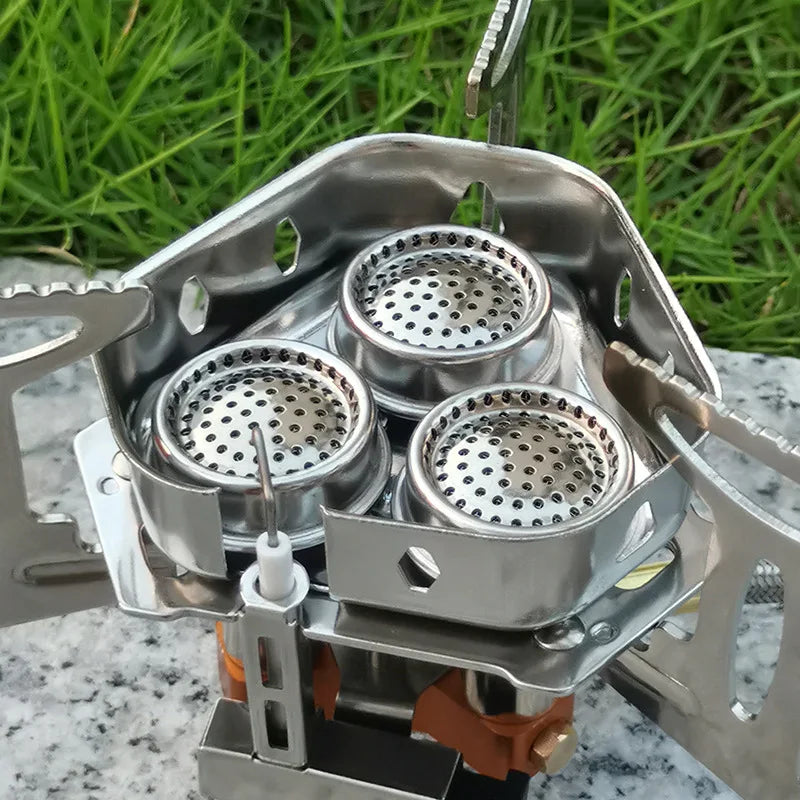 Professional 3-Head Gas Stove - 5800W Folding Camping Burner - Portable Backpacking Furnace for Outdoor Hiking, Picnic & BBQ