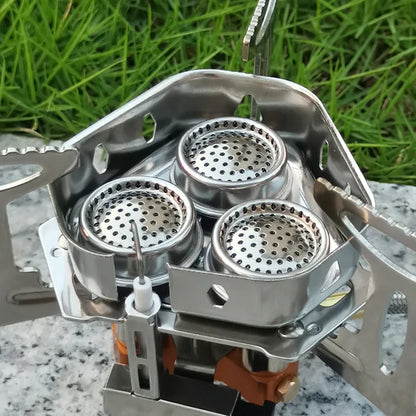 Professional 3-Head Gas Stove - 5800W Folding Camping Burner - Portable Backpacking Furnace for Outdoor Hiking, Picnic & BBQ