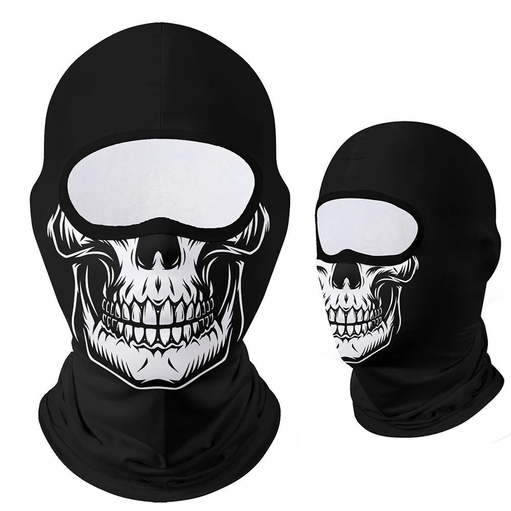 Full Face Balaclava Mask - Breathable Windproof UV Sun Protection - Moto Skull Ghost Clown Design for Summer Spring