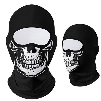 Full Face Balaclava Mask - Breathable Windproof UV Sun Protection - Moto Skull Ghost Clown Design for Summer Spring