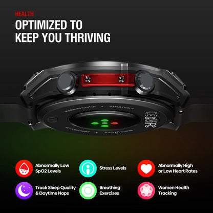 Zeblaze Stratos 4 GPS Smartwatch - 1.43'' AMOLED Screen with Compass, Barometric Altimeter, Flashlight & Voice Calling