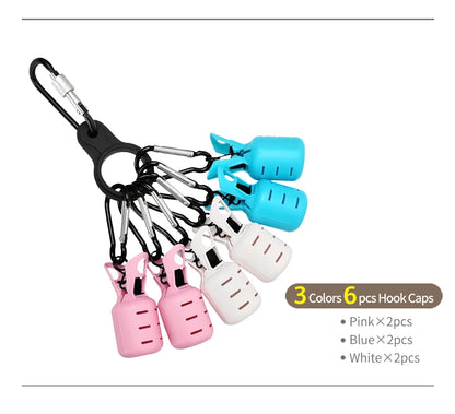 Squid Jig Bait Protector Kit - 6pcs Webfoot Octopus Egi Hook Covers with Carabiner for Cuttlefish Umbrella Lure Fishing Tackle