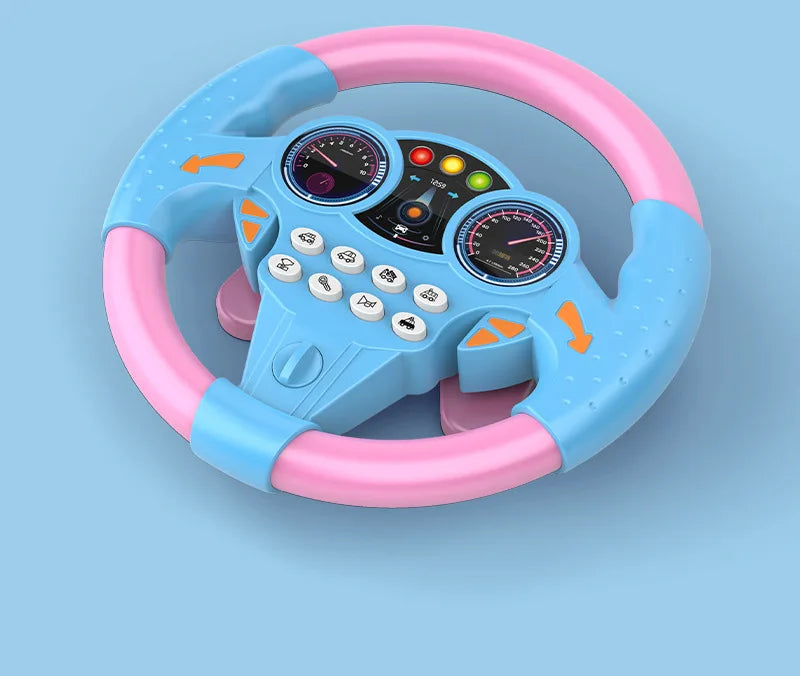 Kids Interactive Steering Wheel Toy - Educational Stroller Copilot with Sound Effects