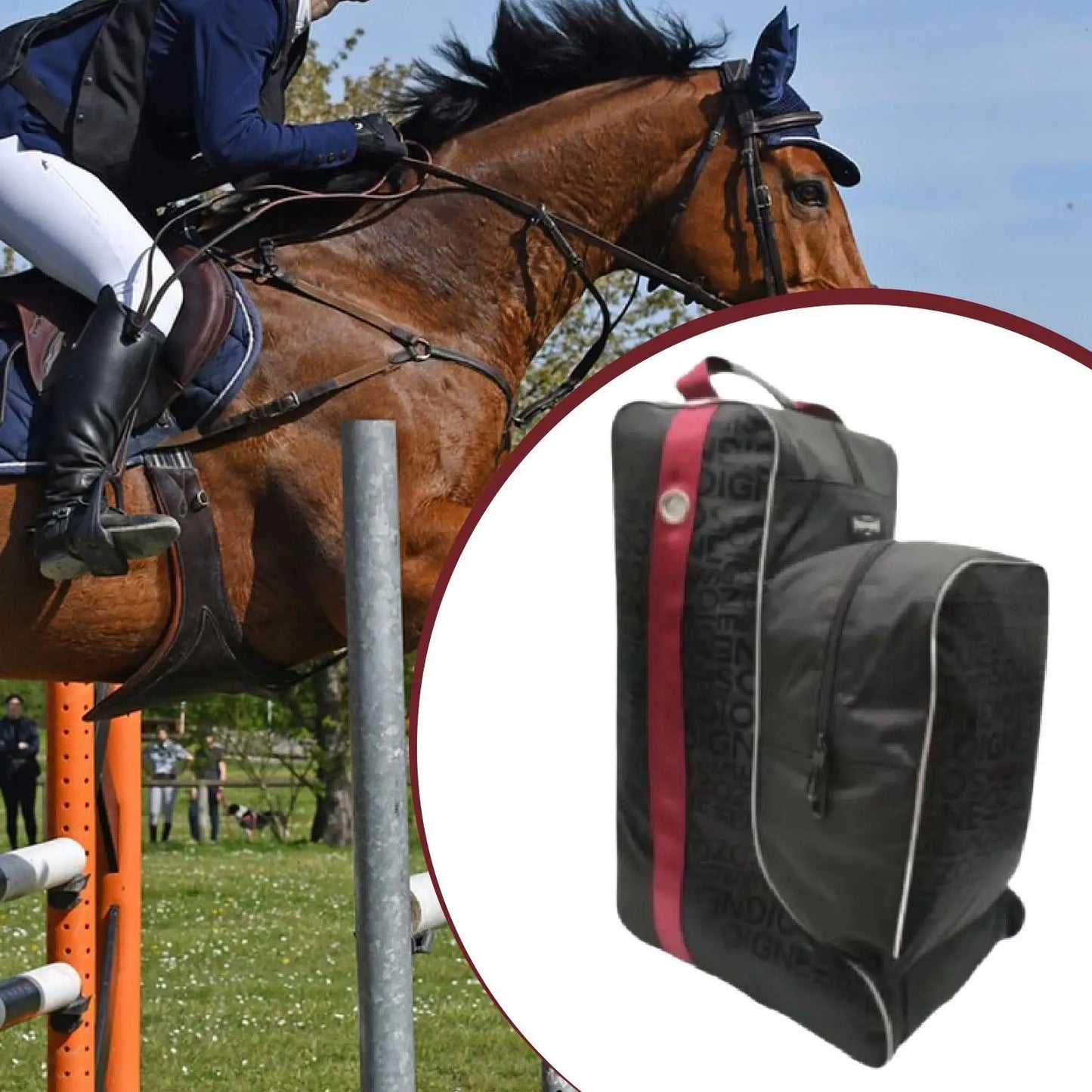 Equestrian Tall Boot Bag - Horse Riding Equipment Carry Pouch for Competition Boots and Horsewhip
