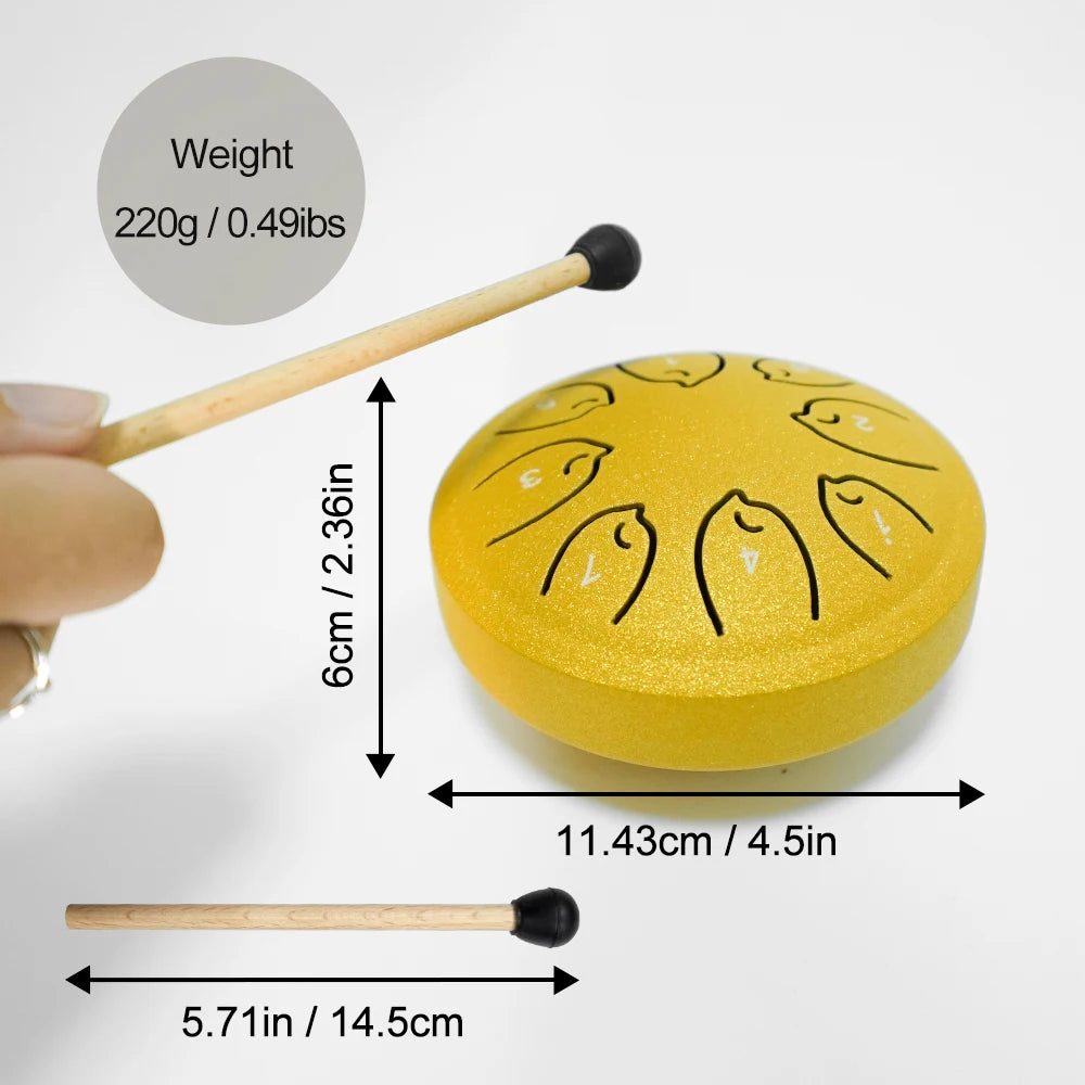 8-Note Steel Tongue Drum - 4.5 Inch Handpan for Meditation, Yoga, Chakra Healing & Music Education