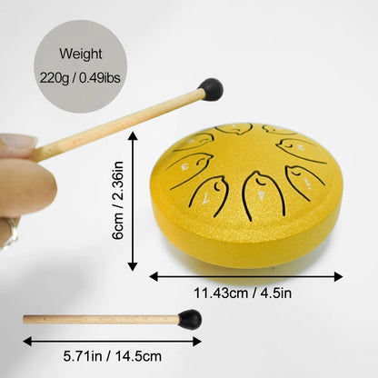 8-Note Steel Tongue Drum - 4.5 Inch Handpan for Meditation, Yoga, Chakra Healing & Music Education