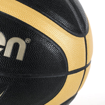 Molten EZ-K Basketball - Black/Gold PU Leather - Sizes 5, 6, 7 - Indoor/Outdoor - Training & Match Ball for Men, Women & Youth