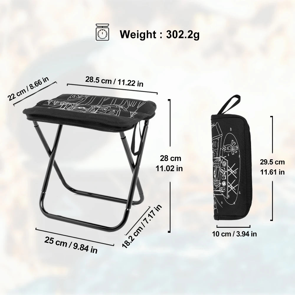 Portable Foldable Camping Chair - Lightweight Stainless Steel Outdoor Stool with Zipper Storage for Hiking, Fishing & Travel