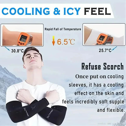UV Protection Ice Silk Arm Sleeves - Men's Cooling Sports Arm Covers for Cycling, Running & Outdoor Fitness