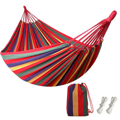 Canvas Outdoor Hammock - Heavy Duty Camping Swing with Tree Ropes - 200kg Weight Capacity - Ideal for Garden, Patio & Backyard