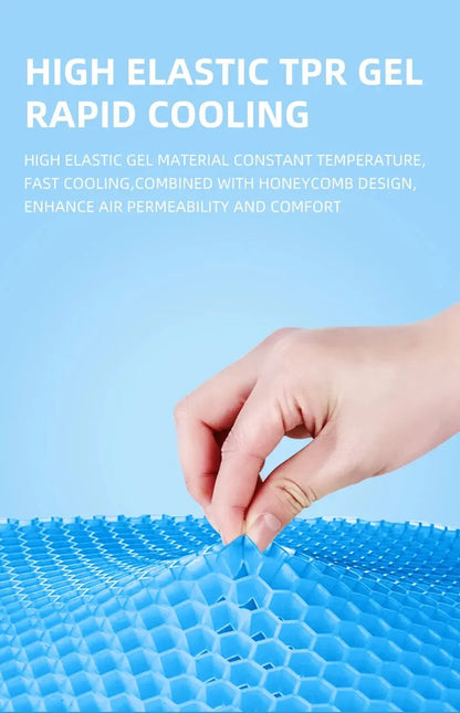 Gel Seat Cushion - Breathable Honeycomb Design for Pressure Relief, Back & Tailbone Pain - Summer Comfort for Home, Office, Wheelchair & Car