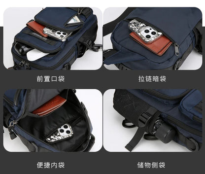 Men's Oxford Chest Pack - Unisex Crossbody Waist Bag with Zipper Pockets