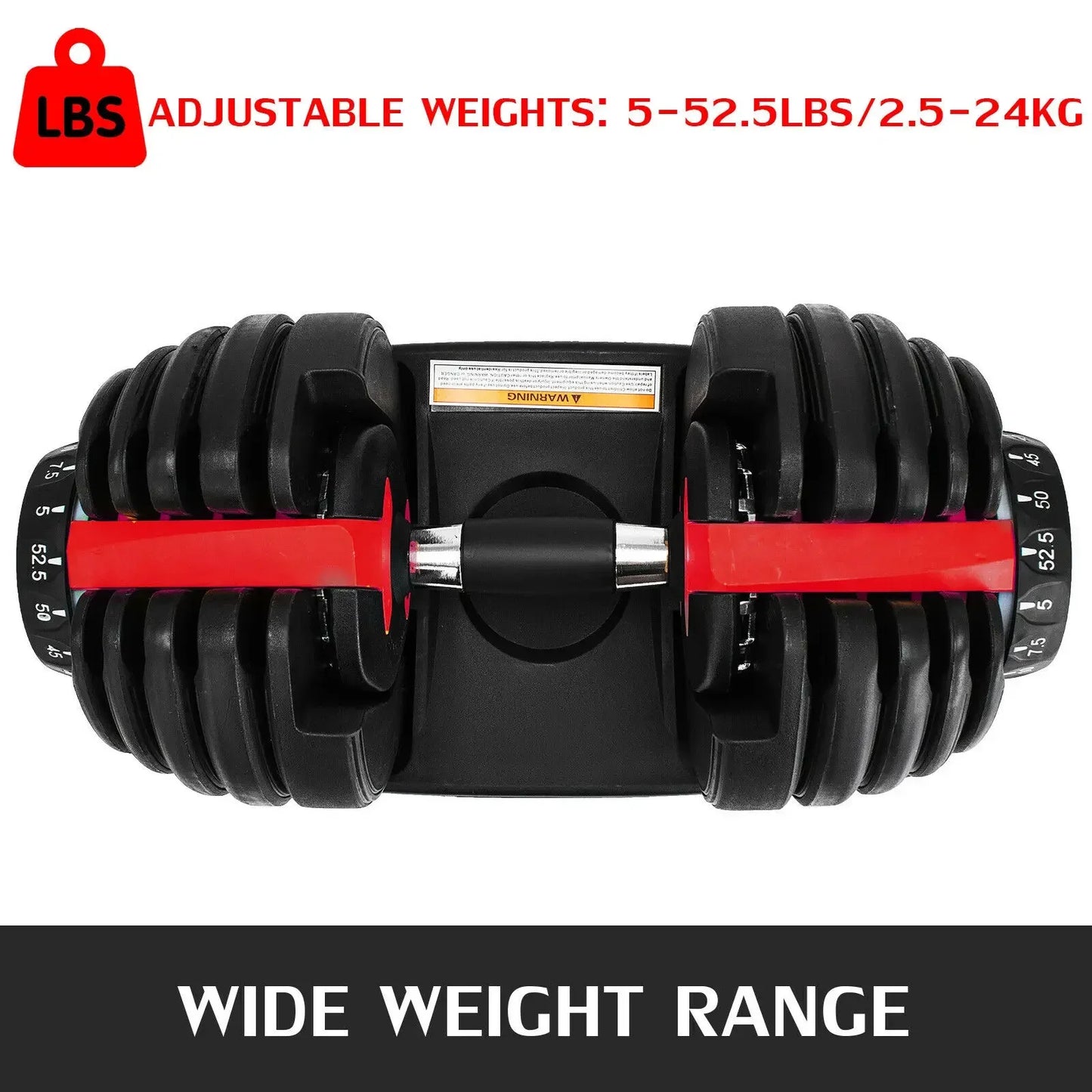 Adjustable Dumbbell Set 24KG - Rubber-Coated Home Gym Equipment with Anti-Slip Handle