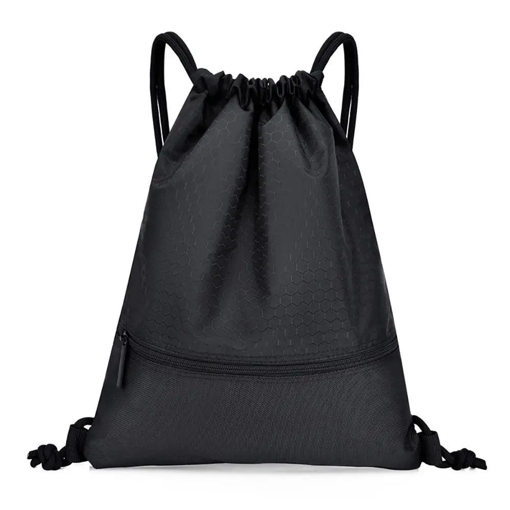 Waterproof Drawstring Sports Backpack with Zipper Pocket - Lightweight Gym Sackpack for Basketball & Training
