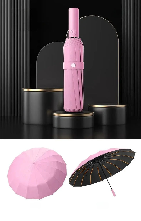 Stormproof Automatic Folding Umbrella - 288-Rib Reinforced Windproof Rain & Sun Umbrella with UPF50+ UV Protection (Men's Large)