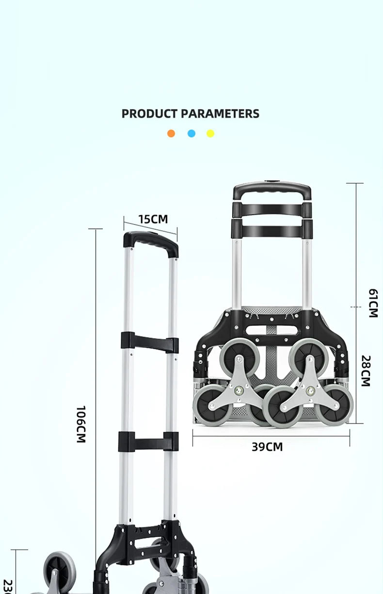 GIANXI Aluminum Alloy Folding Shopping Cart - Lightweight Stair Climbing Grocery Trolley