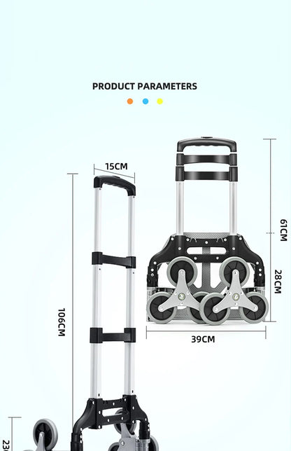 GIANXI Aluminum Alloy Folding Shopping Cart - Lightweight Stair Climbing Grocery Trolley