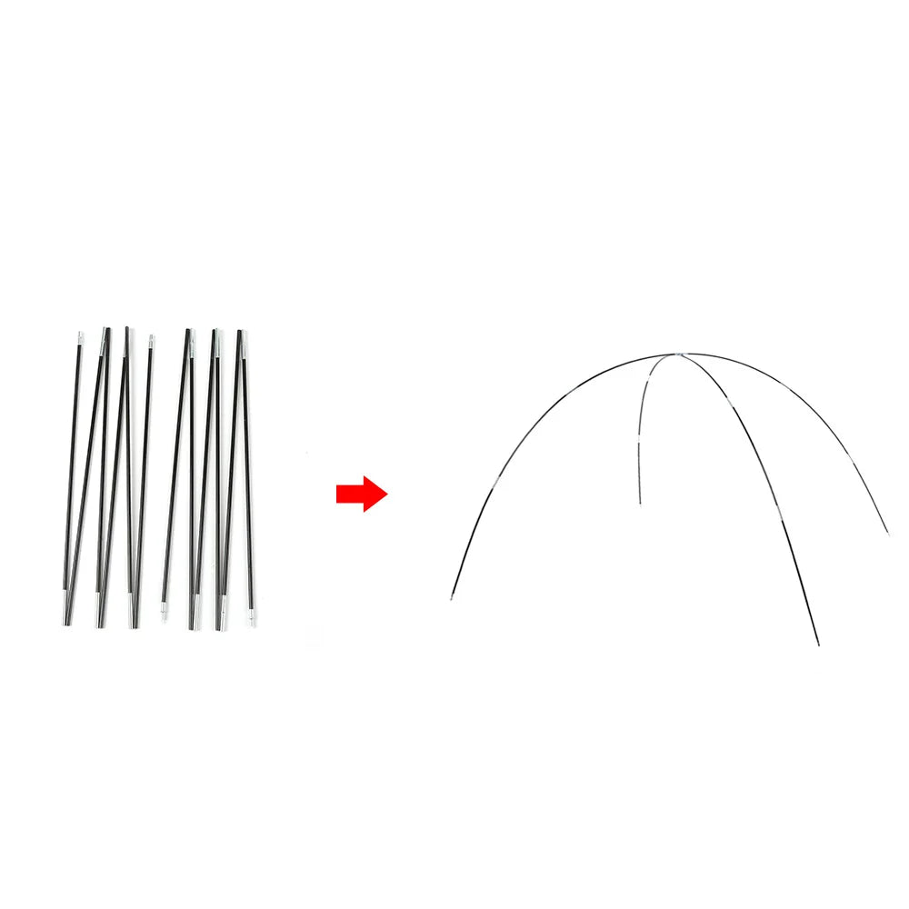Glass Fiber Tent Arc Poles Replacement - 12-Piece Set (1 Pair) for Camping Tents (3.26m/3.4m/3.9m Options)