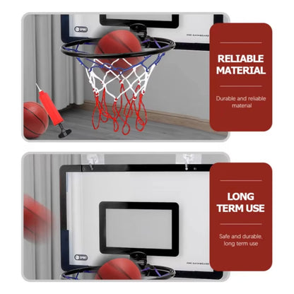 Kids Indoor Basketball Hoop Set - Foldable Over-Door Mini Basketball Game
