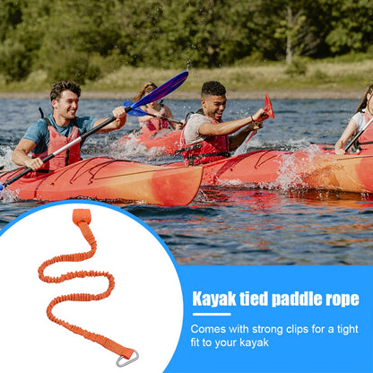 Adjustable Elastic Kayak Rod Lanyard - Canoe Paddle Leash - Fishing Rod Leash - Safety Rope - Carabiner - Rowing Boats Accessories