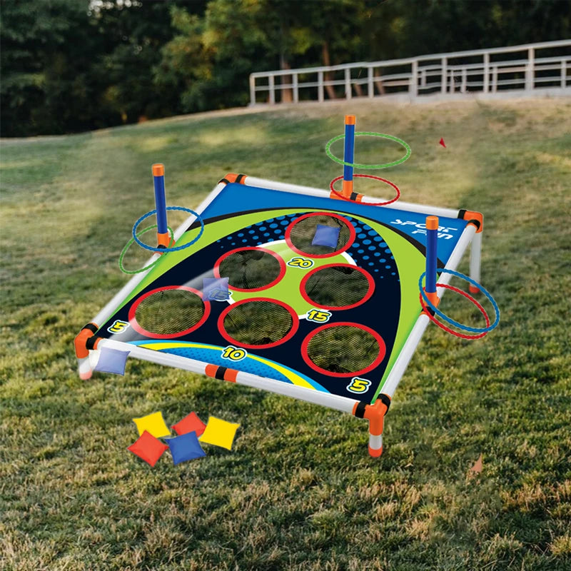 Portable Cornhole Throwing Ring Set – Easy-Assembly Ferrule Board for Kids and Adults, Fun Interactive Outdoor Yard Toss Game