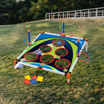 Portable Cornhole Throwing Ring Set – Easy-Assembly Ferrule Board for Kids and Adults, Fun Interactive Outdoor Yard Toss Game