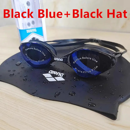 Professional Swimming Goggles with Silicone Cap - Waterproof Anti-Fog HD Vision