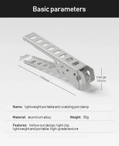 Aluminum Alloy Heat-Resistant Clip, Bowl Pot Clamp Holder for Camping, Pan Handle, Kitchen Accessories