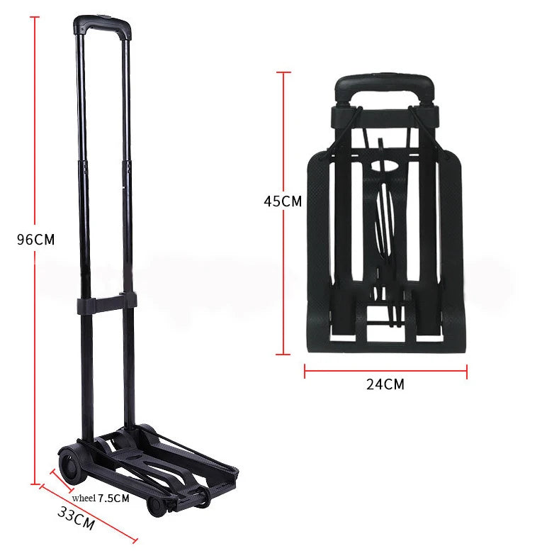 Foldable Shopping Cart with 2/4 Wheels - Portable Household Grocery & Luggage Trolley