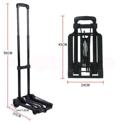 Foldable Shopping Cart with 2/4 Wheels - Portable Household Grocery & Luggage Trolley