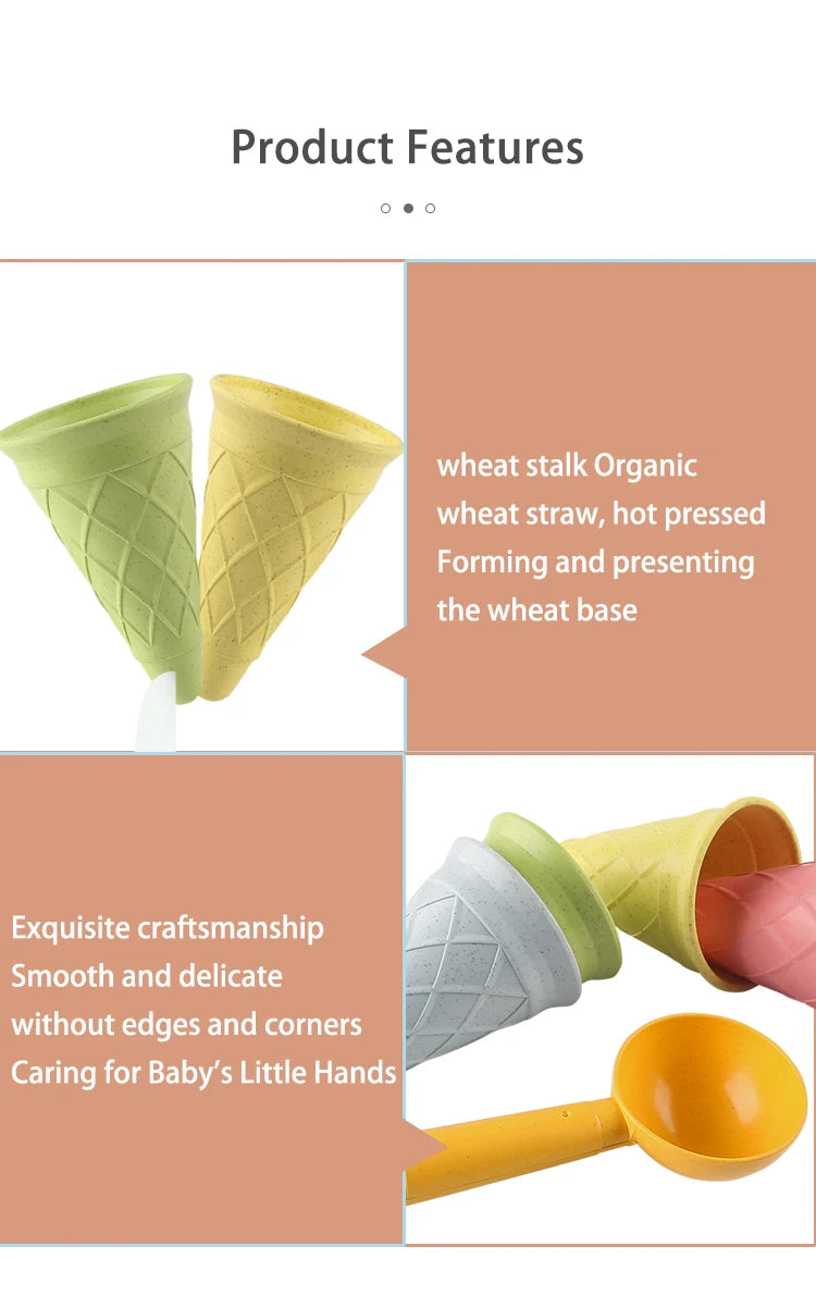 Beach Ice Cream Play Set - Eco-Friendly Wheat Straw Sand Toy Kit