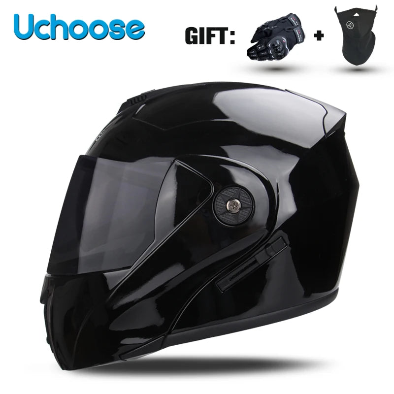 DOT Certified Modular Flip-Up Motorcycle Helmet - Dual Visor Cross-Country Safety Helmet - Unisex