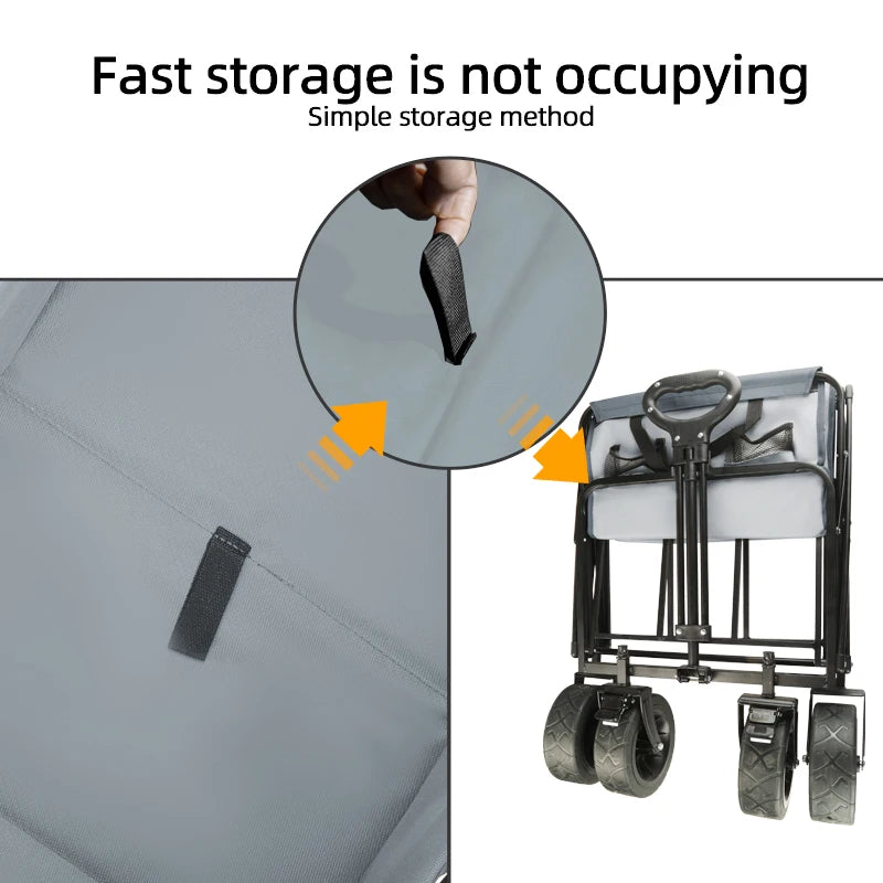 Heavy-Duty Collapsible Beach Wagon - All-Terrain Wheels, Large Capacity Folding Cart for Outdoor Camping