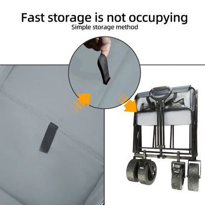 Heavy-Duty Collapsible Beach Wagon - All-Terrain Wheels, Large Capacity Folding Cart for Outdoor Camping