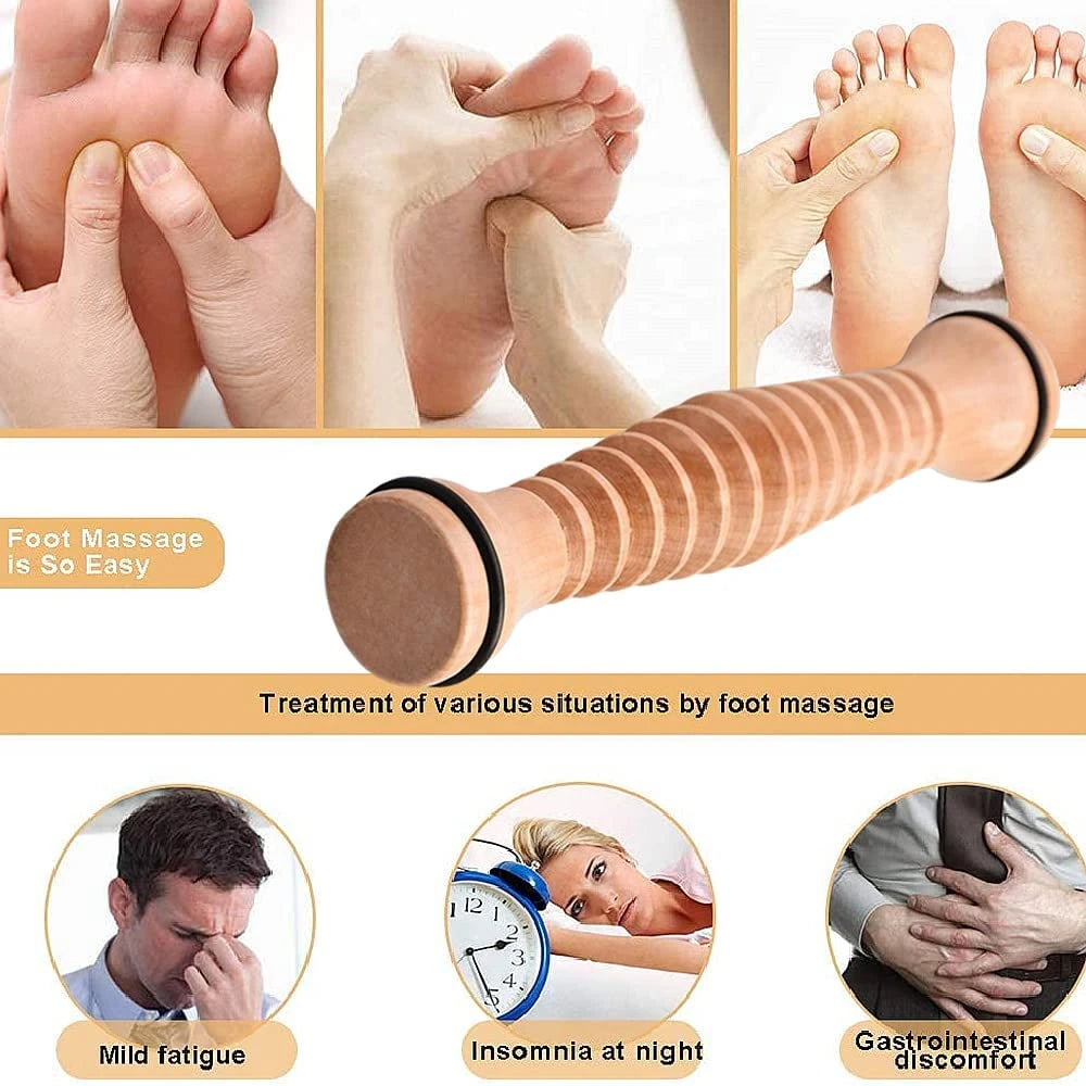 Wooden Foot Massage Roller - Acupressure Relief for Plantar Fasciitis & Foot Pain