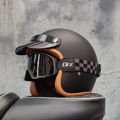 Retro 3/4 Open-Face Motorcycle Helmet - Semi-Open Cross-Country Winter Riding Helmet