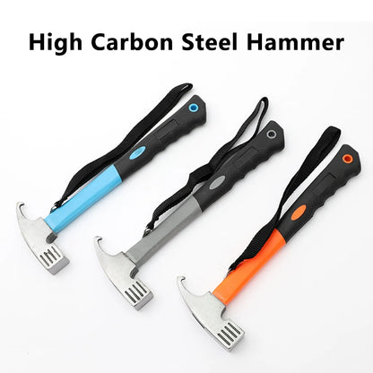 Multi-Function Camping Tent Hammer & Stake Puller - Portable Carbon Steel Mallet for Outdoor Adventures