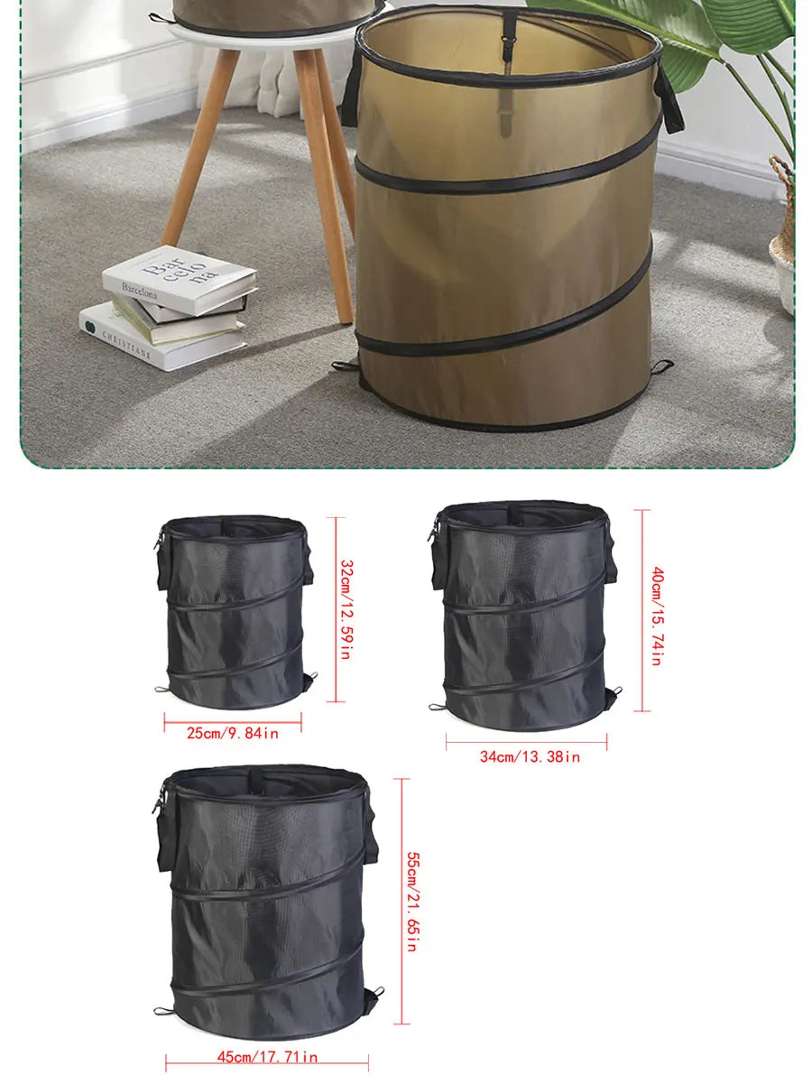 Portable Pop-Up Camping Trash Can - Collapsible Outdoor Garbage Container for Garden & Camping