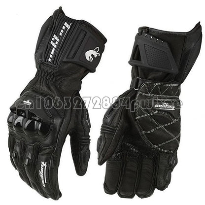 Men's Leather Motorcycle Gloves - Windproof Motocross Riding Gloves with Protective Equipment