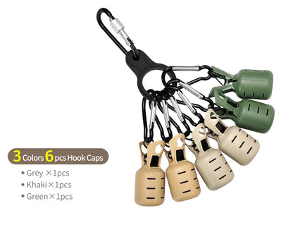 Squid Jig Bait Protector Kit - 6pcs Webfoot Octopus Egi Hook Covers with Carabiner for Cuttlefish Umbrella Lure Fishing Tackle