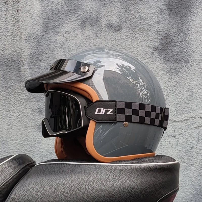 Retro 3/4 Open-Face Motorcycle Helmet - Semi-Open Cross-Country Winter Riding Helmet