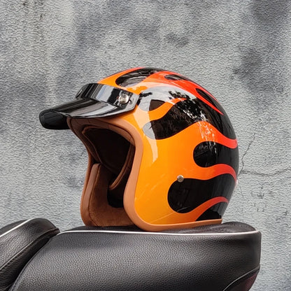 Retro 3/4 Open-Face Motorcycle Helmet - Semi-Open Cross-Country Winter Riding Helmet